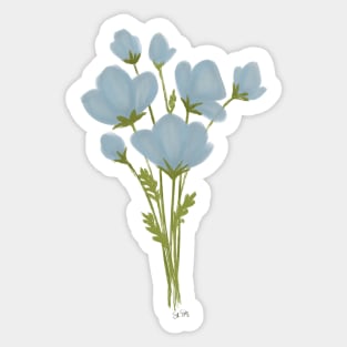 Blue Flower Bouquet Painting Sticker